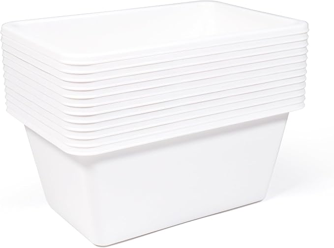 Humble Crew Small Plastic Storage Bins for Kids, Set of 12 Sturdy Toy Organizer Bins for Playroom, Nursery, Classroom & Bedroom Storage, White