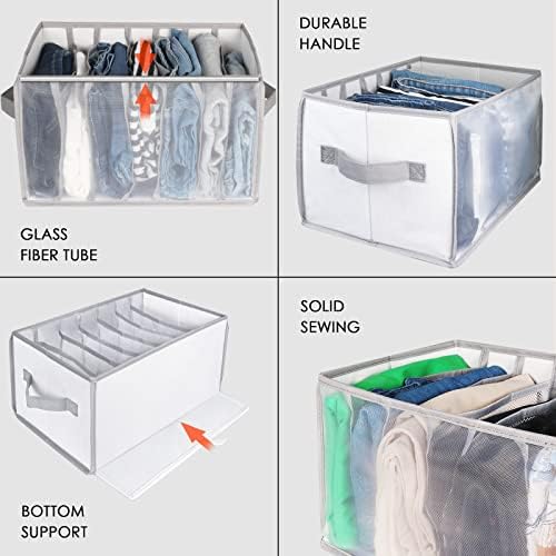 Univivi Extra Large Jeans Drawer Organizers for Clothing, 7 Grids, 2 Pack