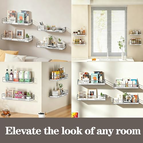 Amaoot Floating Shelves for Wall Set of 4, Wall Shelf Wood Floating Shelf