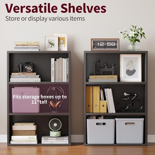 ALISENED 3-Tier Bookshelf, 23.6 × 9.4 × 35.2in, Small Bookshelf
