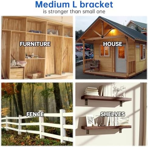 1.5x3x3 Inch Galvanized L Bracket, 8PCS 90 Degree Angle Bracket for Shelf, Iron Corner Brackets for Wood Post，Shelves，Fu