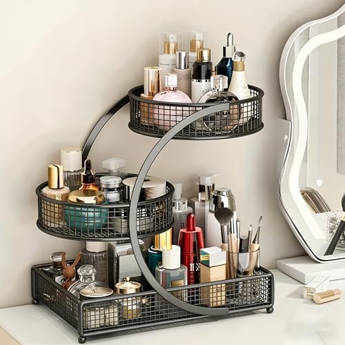 Makeup Organizer Countertop for Vanity, 3 Tier Bathroom Bedroom Counter Skincare Organizer Cosmetic Display Shelf Vanity
