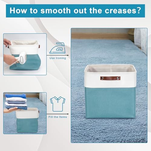 Bagnizer 13x13 Cube Storage Bins, Collapsible Fabric Storage Box, 4 Pack Closet Baskets with Handles for Organizing, She