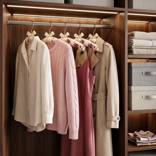 Long Floral Padded Hangers for Women Clothing, Sweaters, Clothes, 10 Pack