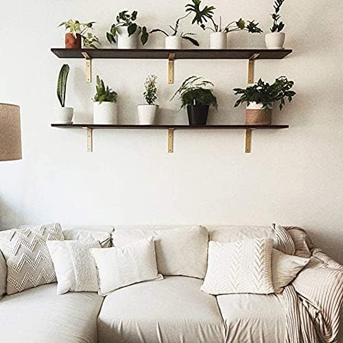 Shelf Brackets 10 Inch Wall L Brackets 8PCS Heavy Duty for Shelves Metal Gold Rustic Industrial Brackets for DIY Opening