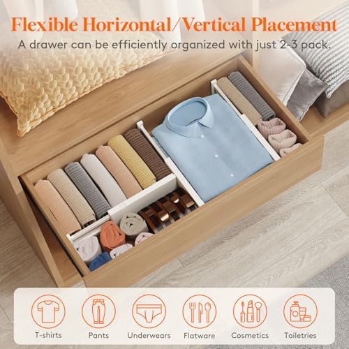 Lifewit 4" High Upgrade Drawer Divider, Adjustable Drawer Organizer Clothes