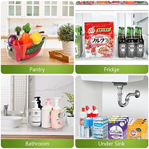 Set Of 10 Refrigerator Pantry Organizer Bins, Clear Plastic Food Storage Bins for Kitchen, Countertops, Cabinets, Fridge