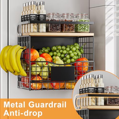 Magneitc Shelf for Fridge,Fruit Vegetable Potato & Onion Organizers Storage Basket Bins,Magnetic Spice Rack for Refriger