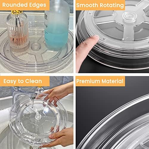 vacane Clear 11" Lazy Susan Organizer, 2 Pack Plastic Lazy Susan Turntable for Cabinet Rotating Pantry Lazy Susan Cabine