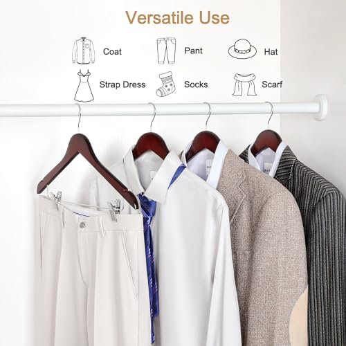 TOPIA HANGER Wooden Suit Hangers with Adjustable Metal Clips (20 Pack), Solid Wood Clothes Hangers, 360° Swivel Hook, Premium Retro Finish Pants Hangers for Clothes Coat, Jeans, Blouse- Cherry CT28M20