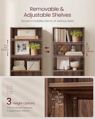 VASAGLE 5-Tier Bookshelf, Storage Organizer, 23.6 x 9.4 x 52.8 Inches