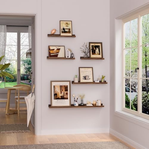 Heimlove Picture Ledge Shelf,48 inch Long Floating Shelves for Wall Set of 2,Picture Shelf with Lip for Wall Decor,Livin