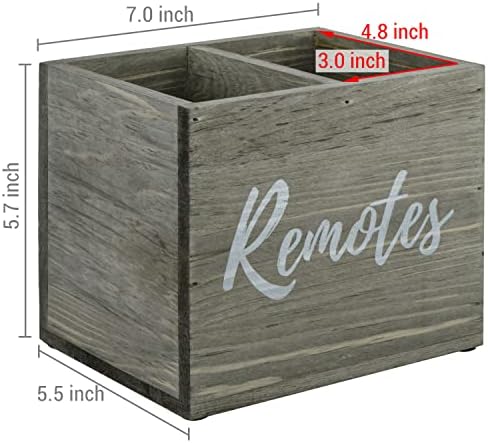 MyGift Gray Wood Remote Control Holder, 2 Compartment Media Caddy