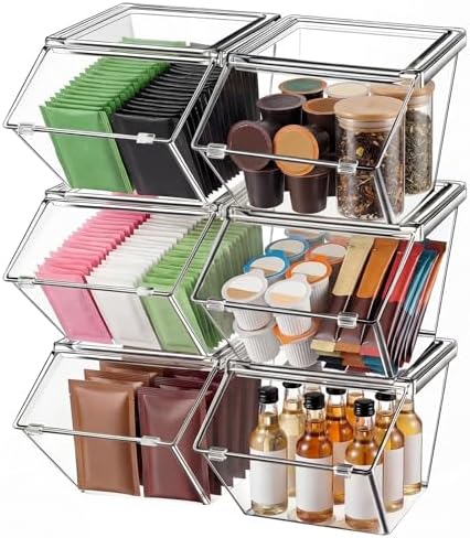 Yerliker 6 Pcs Clear Stackable Storage Bins with Lids, Extra Large
