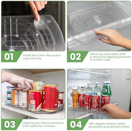 NOSTA Home Rotating Lazy Susan for Refrigerator - Square Lazy Susan - Rectangular Fridge Lazy Susan Organizer - 360° Rot