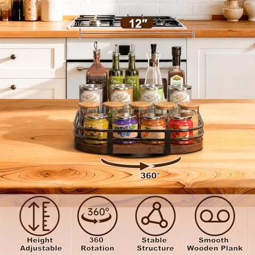 12" Large Lazy Susan Turntable Organizer -Rotating Spice Rack for Table Top