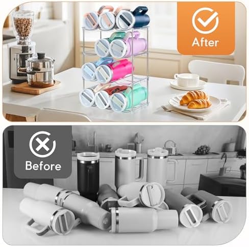 Sbosbo Water Bottle Organizer for Stanley 40 oz Tumbler, Stackable Water Bottle Holder for Kitchen Fridge Cabinet Organi
