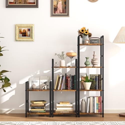 Bookshelf Storage Shelf Bookcase, 3 Tier Industrial Bookcase,Small Book case for Living Room, Bedroom, and Home Office, 
