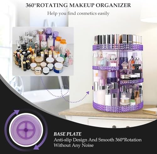 360 Degree Rotating Makeup Organizer, Extra Large Capacity Cosmetics Organizer, Removable 7 Layers Skincare Organizers, 