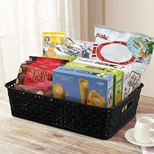 Bringer 4-Pack Classroom Storage Baskets, Large Plastic Paper Trays, Black