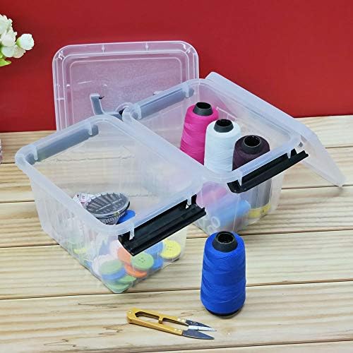 Idomy 6-Pack Tiny Clear Latch Boxes with Handle, 2.5 Quart Storage Bin