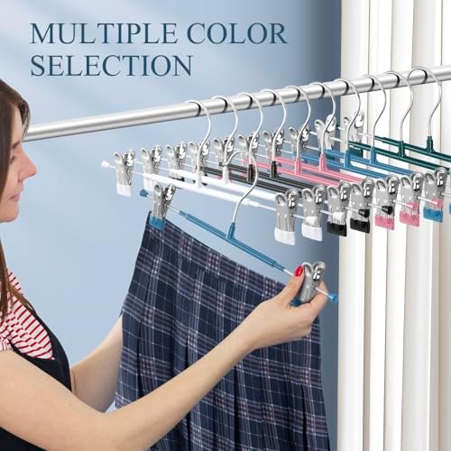 14 Inch Pants Hangers with Clips Skirt Hangers, 10 Pack, Blue