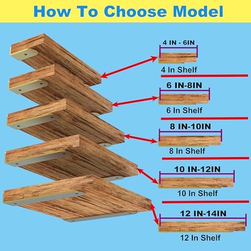 8Inch Gold Heavy Duty Floating Shelf Bracket 6 Pack 3-Hole Mount