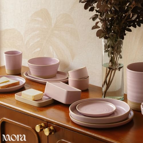 Mora Ceramic Decorative Tray - 9.4in Dish for Jewelry, Perfume, Makeup, Accessories, Candle, in the Bathroom Vanity, Bed