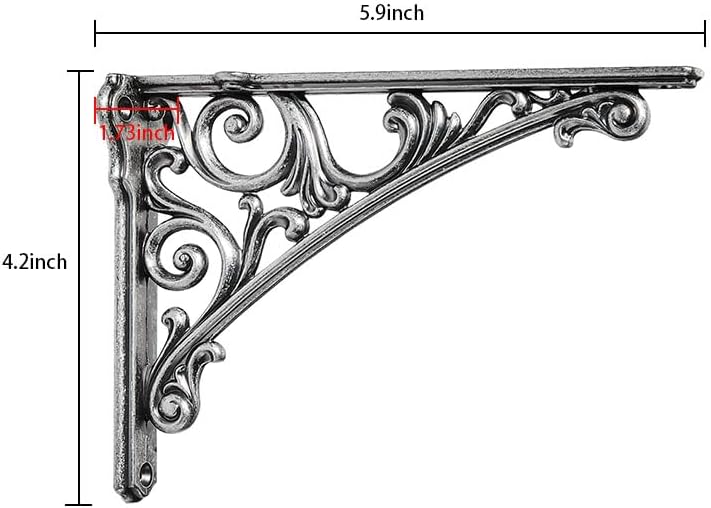 Khtumeware Shelf Bracket 6 Inch, Decorative Brackets for Shelving, Heavy Duty Vintage Ornate Shelf Bracket, Hardware Inc