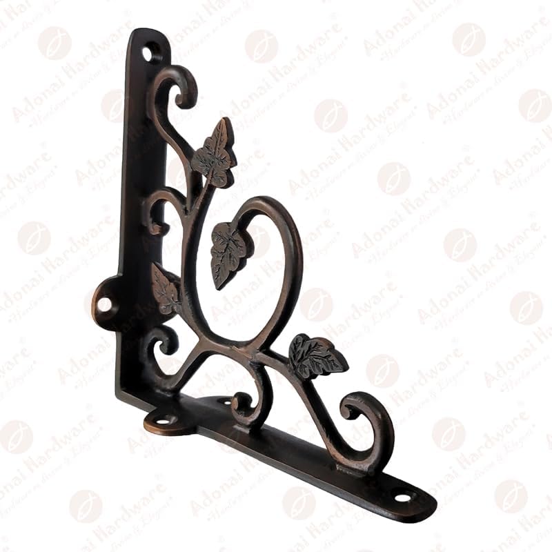 Adonai Hardware "Meshezaheel" Brass Decorative Shelf Bracket (Supplied as 2 Pieces per Pack) - Oil Rubbed Bronze