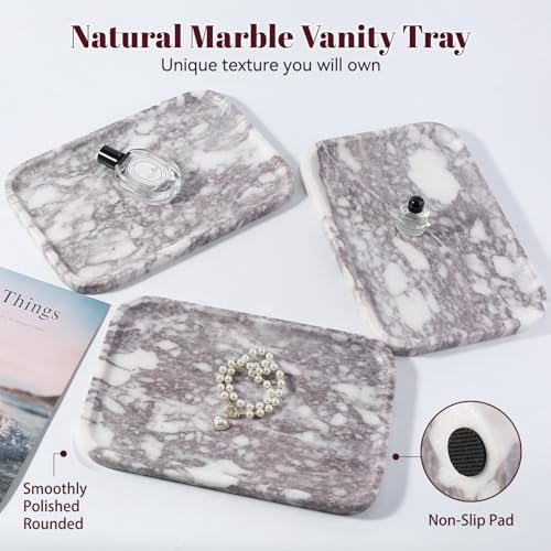 Karibiber Luxury Marble Vanity Tray, Bathroom Tray Countertop, Calacatta Marble/Stone, Home Decorative Dresser Organizer