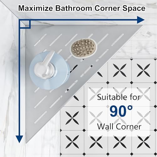 Qeke 12" Corner Shower Shelves 304 Stainless Steel, Brushed Nickel, 2 Pack