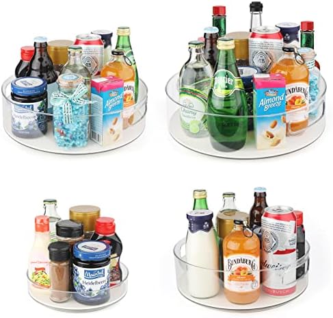 KAGUYA 4 Pack Lazy Susan Organizer, Non-Skid Turntable Organizer for Cabinet, Pantry, Kitchen, Office Countertop, Refrig