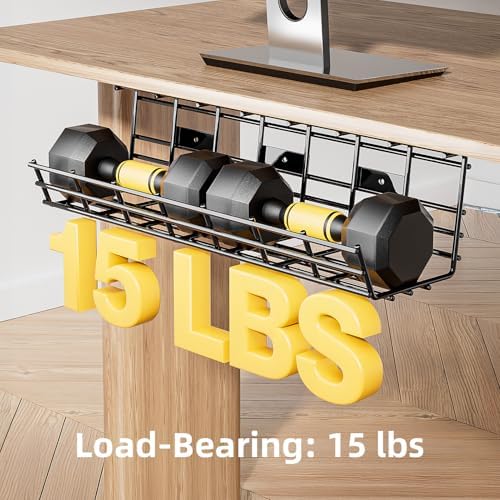 2 Pack DELAMU Under Desk Cable Management Tray, Large Metal Cord Organizer, Office & Home Cord Wire Management Under Des