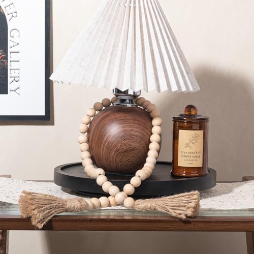 Wood Lazy Susan Organizer Kitchen Turntable for Cabinet Farmhouse Bathroom Decor Round Decorative Tray for Vanity, Count