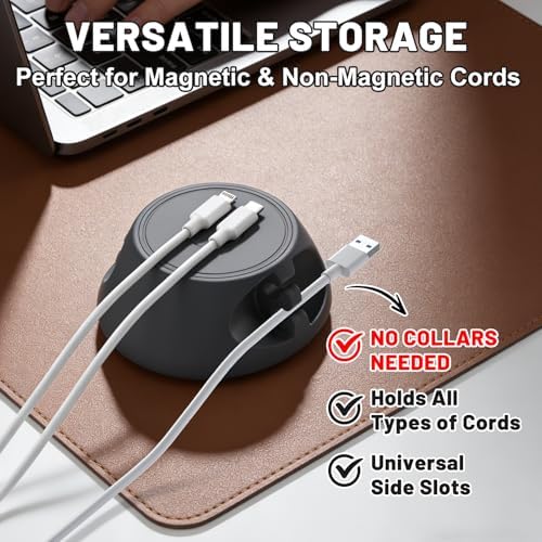 SOOoEC [N52 Ultra-Strong Snap-On Magnetic Cord Holder, Weighted Desktop Cable Organizer, Premium Liquid Silicone, No Col