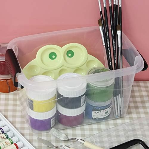 5 Quart Clear Storage Bin, Latching Box Container, 6 Packs