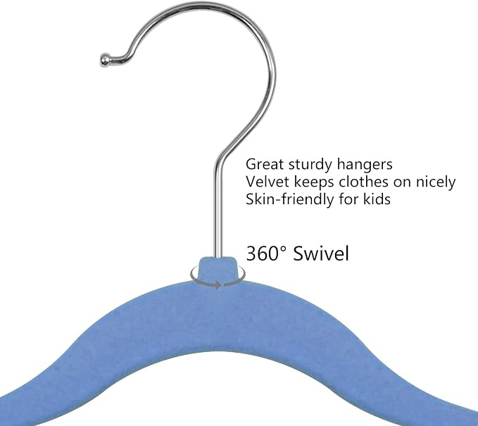 GoodtoU Velvet Baby Hangers Kids Hangers for Closet Infant Childrens Hanger Kids Clothes Hanger - Blue