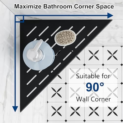 Qeke 12" Corner Shower Shelves 304 Stainless Steel, Matte Black, 2 Pack