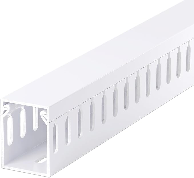 ZhiYo H1.6in W1.2in Professional Server Rack Cable Management Raceway, 99in (6 x L16.5in) Cable Raceway Kit, Electrically Safe PVC Open Slot Wire Raceway for Under Desk/Computer/Network Cords, White