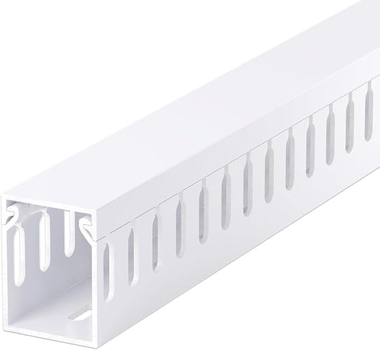 ZhiYo H1.6in W1.2in Professional Server Rack Cable Management Raceway, 99in (6 x L16.5in) Cable Raceway Kit, Electrically Safe PVC Open Slot Wire Raceway for Under Desk/Computer/Network Cords, White