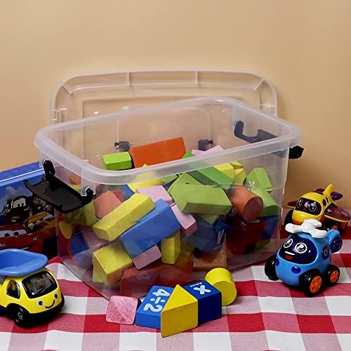 6 Pack 5.5 Quart Small Plastic Storage Container Box with Lids, Clear