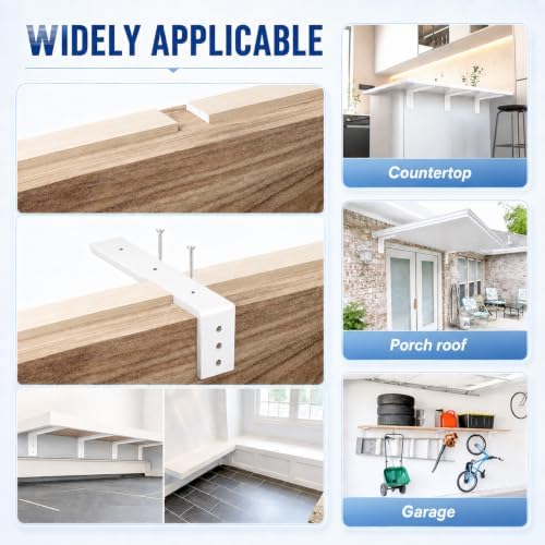 WINKER Countertop Support Bracket 3 Pack Heavy Duty 3/8" Thick Hidden L Shelf Bracket 10" x 6" x 2.5" Metal Corbels for 
