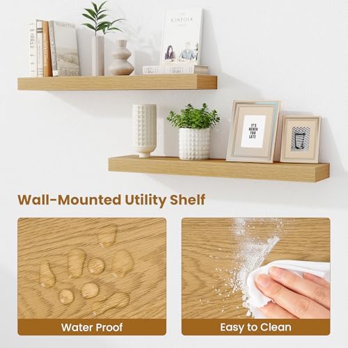 Fun Memories Floating Shelves 30 Inch, Wall Mounted Wood Shelf Set of 2, Farmhouse Decor for Bathroom, Bedroom, Kitchen,