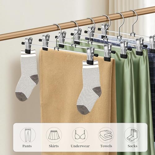 Pants Hangers with Clips, Skirt Hangers,12 Inch 12 Pack, Black