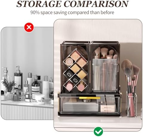 INVSSENE Stackable Makeup Organizer Countertop, Storage Perfume Skincare Cosmetic Lipstick Face Mask Makeup Brush Palett