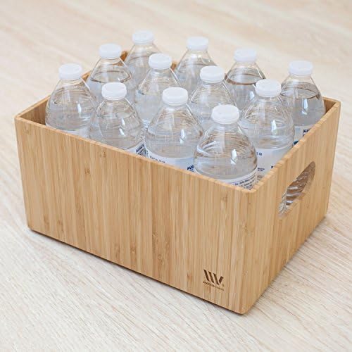 MobileVision Bamboo Storage Box Multi-Purpose Organizer for Kitchen Supplies Holder, Fruit Bin, Cabinets, Pantry with bu