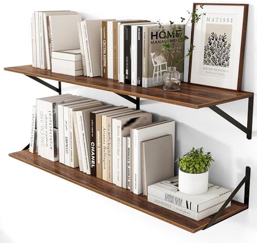 Heimlove 44W x 12D Deep Floating Shelves Set of 2 Walnut