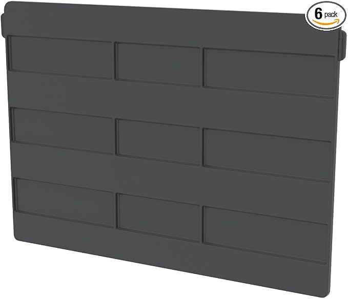 Akro-Mils 41270 Plastic Width Dividers for AkroBins Stackable Storage Bins Model 30270, Custom Storage Inserts for Tools, Crafts & Supplies, 6-Pack, Black