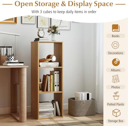 Tangkula 3-Cube Bookcase, 4-Tier Bookshelf with Open Compartments, Freestanding Cube Storage Organizer with Anti-Topplin